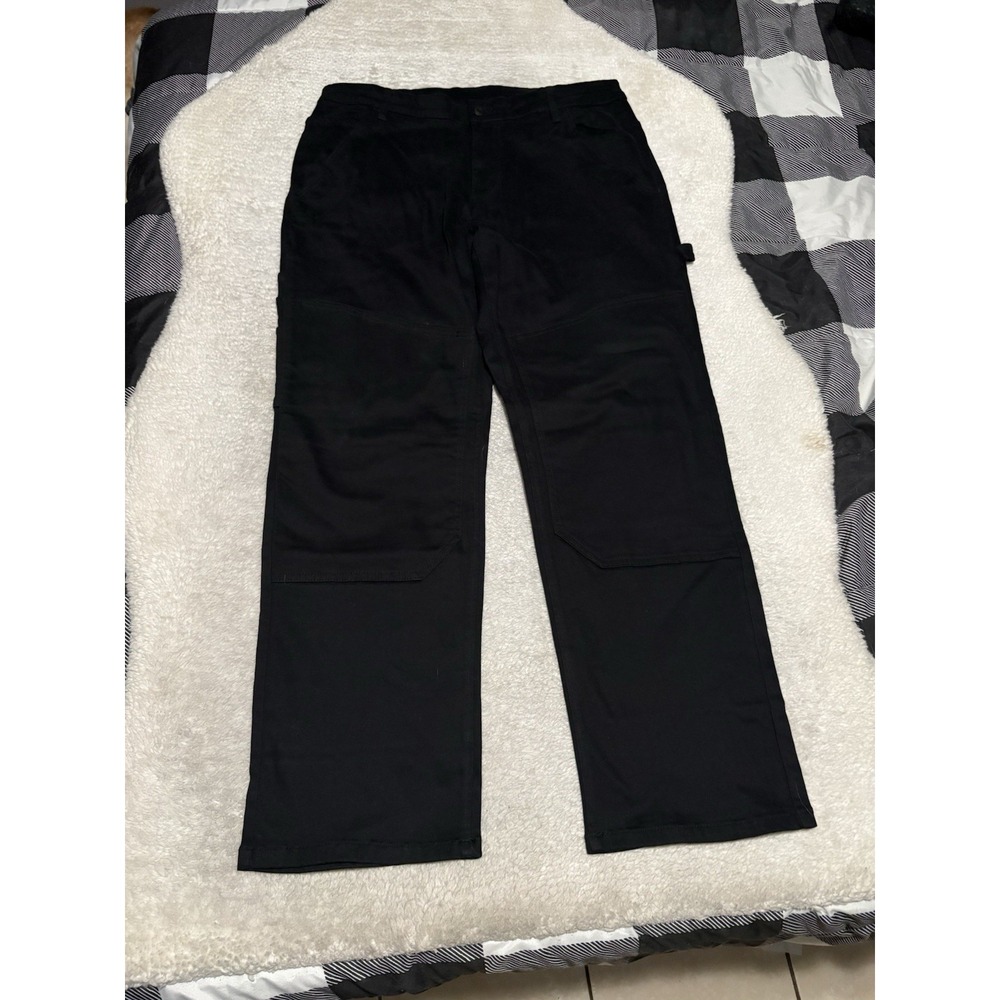 CAT Caterpillar Men's Carpenter Work Pants 38x32 Black Double Knee Stretch